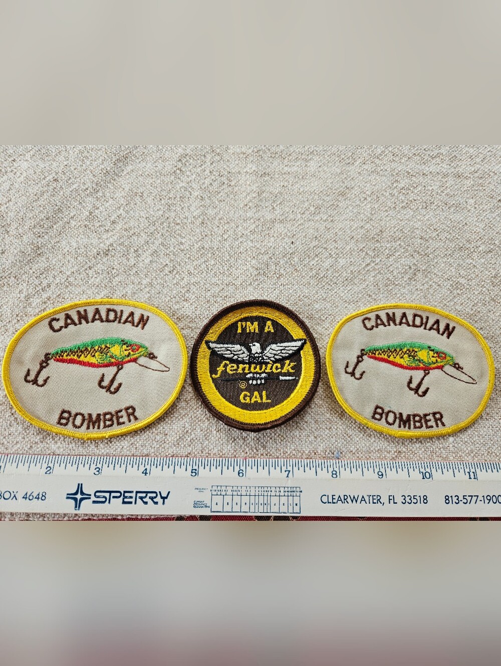 Vintage Fenwick Gal And Canadian Bomber Fishing Patches